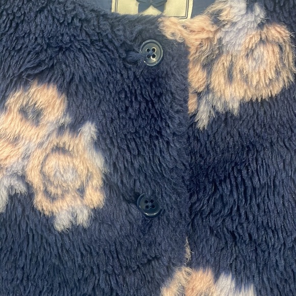 Janie and Jack faux fur floral button up jacket - Picture 3 of 8